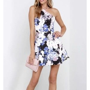 Keepsake The Label Floral Mini Fit And Flare Halter Homecoming Dress Sz M